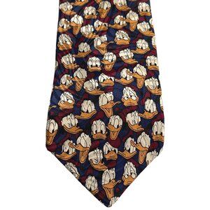 Disney Store Donald Duck Navy Blue 100% Silk Classic Tie Made in USA